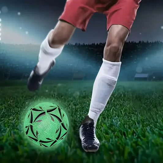 NightKick Glow-in-the-Dark Soccer Ball — Size 5 Durable All-Weather