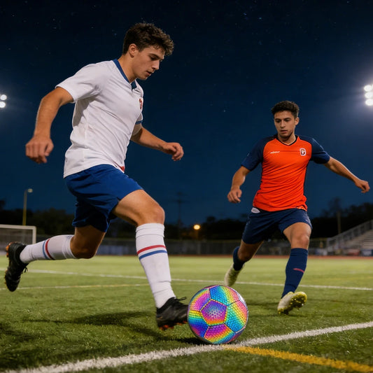 GlowKick Holographic Glow Soccer Ball — Size 5 Reflective Football