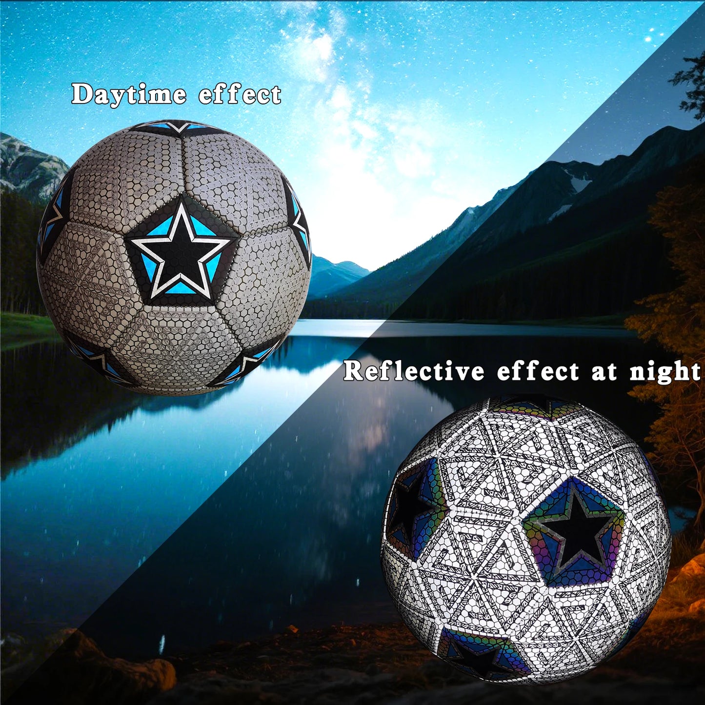 GlowKick Holographic Glow Soccer Ball — Size 5 Reflective Football